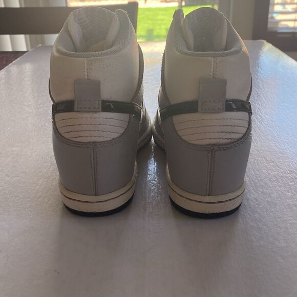 NIKE Women’s Dunk Sky High Hidden Wedge Gray White Leather Shoes # 528899-011 5 - Picture 5 of 9